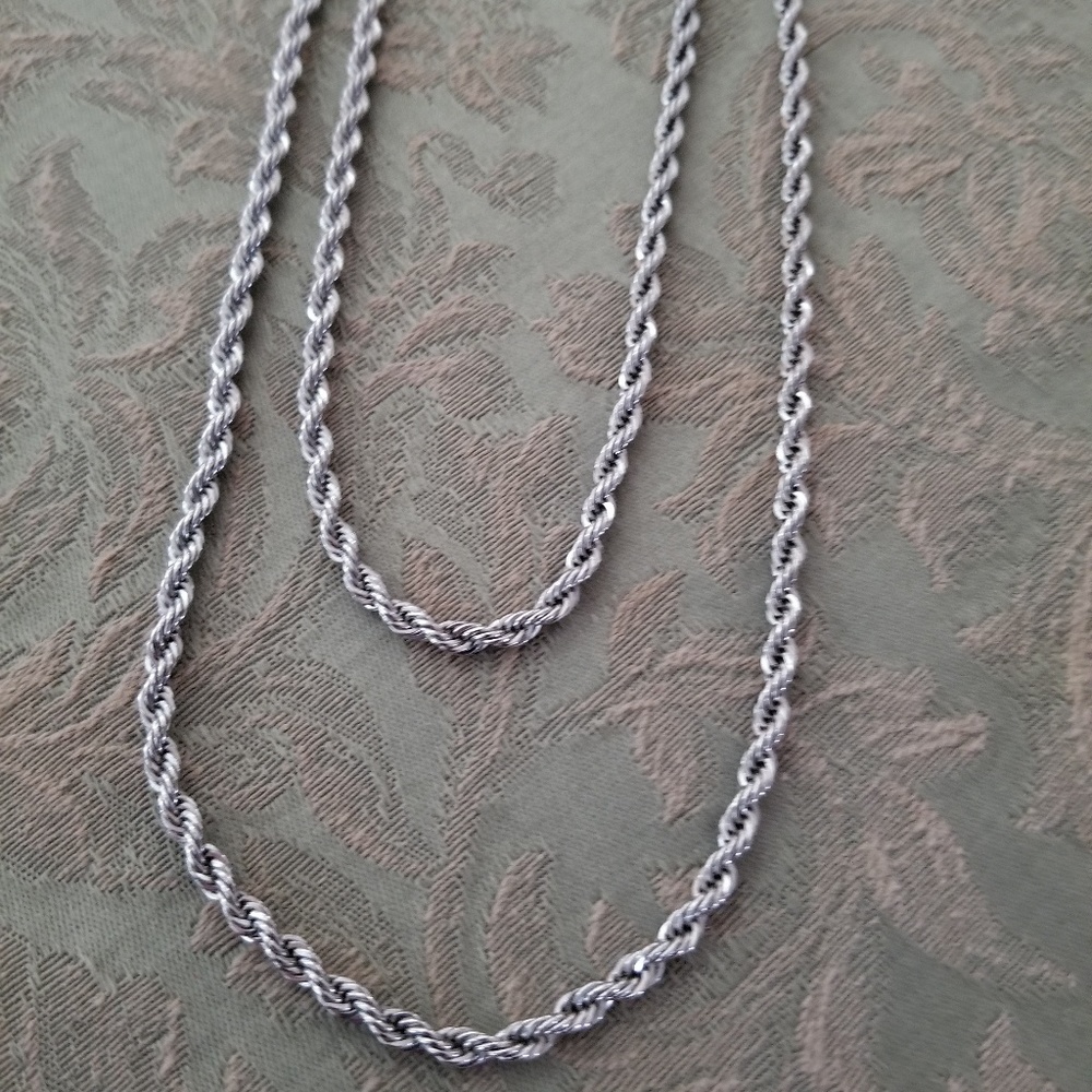 Long Silver Colored Rope Necklace - Picture 2 of 5